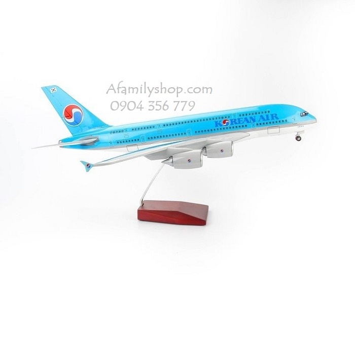 Mô hình máy bay tĩnh A380 Korean Air 47cm có bánh xe và led
