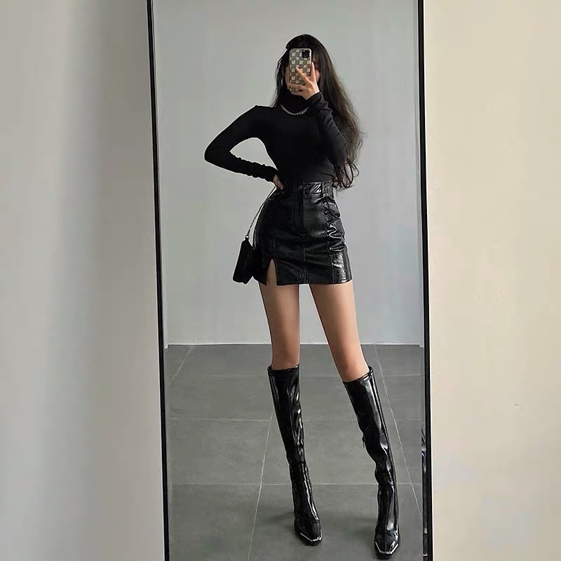 Boots Da Bóng Cổ Cao Gót 8Cm Sang Chảnh Hàng Xưởng Loại Đẹp Mềm Bóng | BigBuy360 - bigbuy360.vn