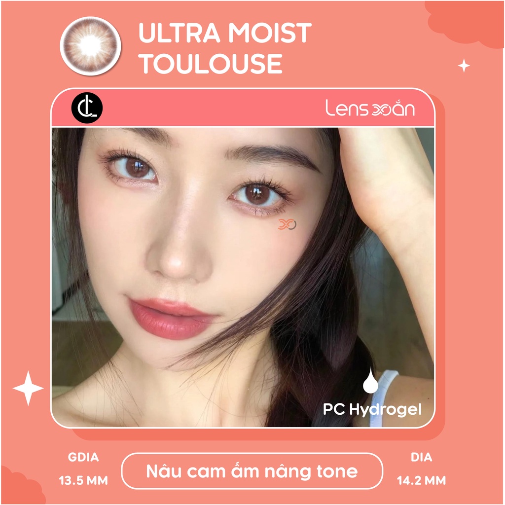 KÍNH ÁP TRÒNG CAO CẤP SIESTA ULTRA MOIST TOULOUSE ( PC HYDROGEL)- COLORCL : LENS NÂU CAM NÂNG TONE MẮT ẤM ÁP | LENS XOẮN