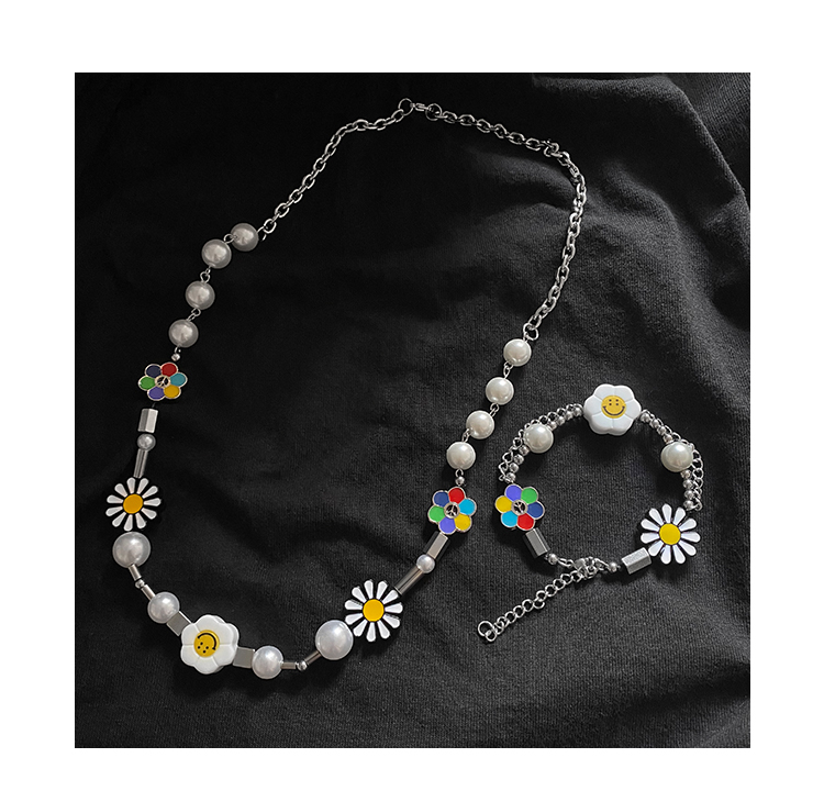 Dây Chuyền 23402 Mặt Hình Hoa Hướng Dương / Mặt Cười / Ngọc Trai Thời Trang Cho Nam Và Nữ