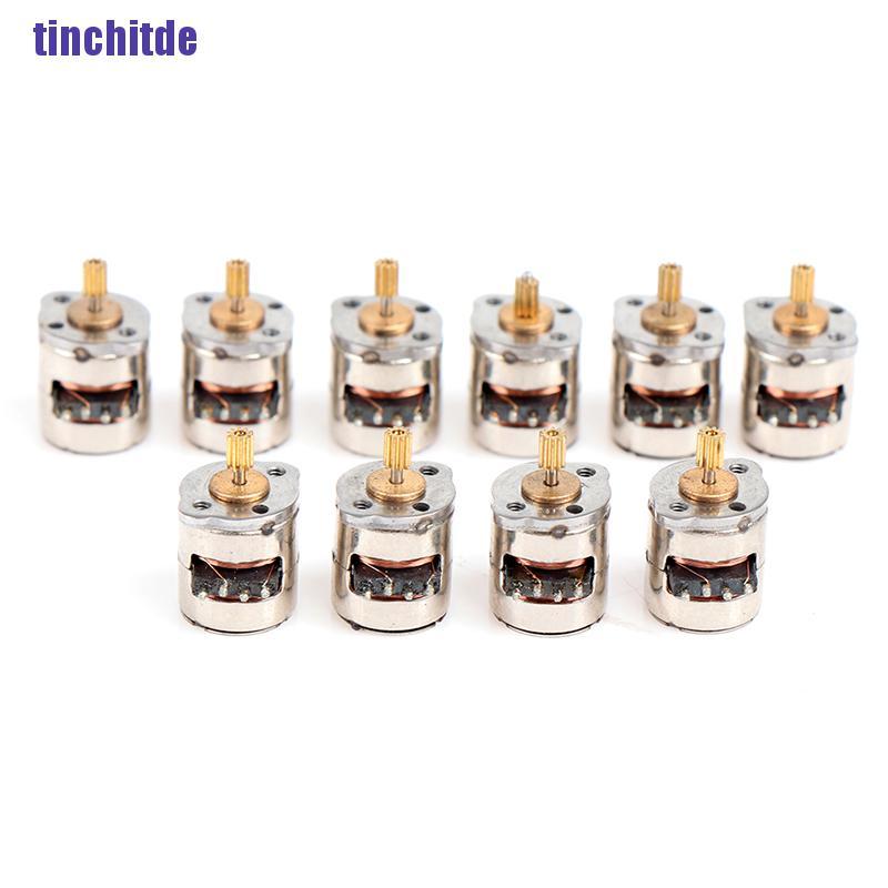 [Tinchitde] 10Pcs 8Mm 2-Phase 4-Wire Stepper Motor Miniature Stepper With 9 Teeth Gear Small [Tin]