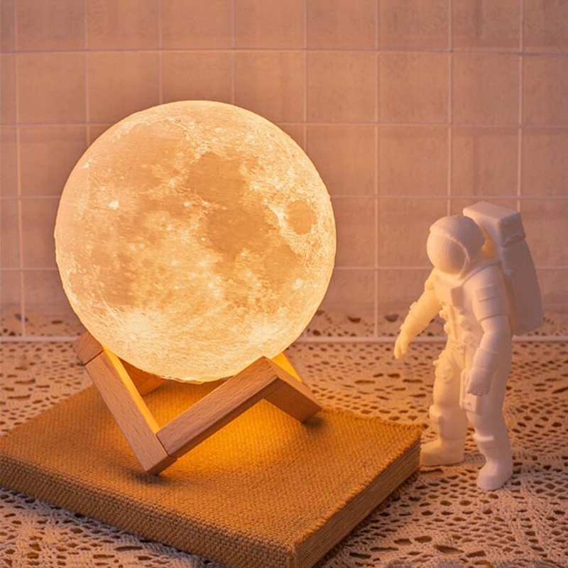 Đèn LED Hình Mặt Trăng 3D 12CM Trang Trí Sinh Nhật