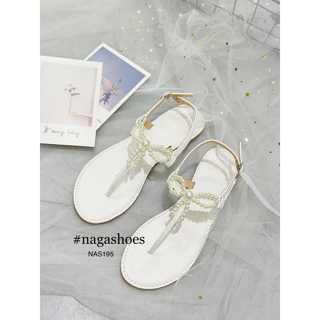 GIÀY SANDAL NAGASHOES QUAI KẸP ĐÍNH NƠ NAS195