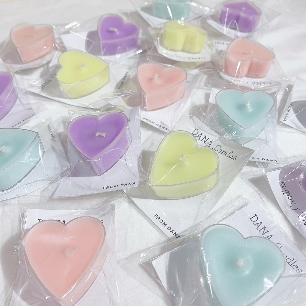 Nến viên tealight thơm phòng tinh dầu thiên nhiên - Hình trái tim - Dana Candle
