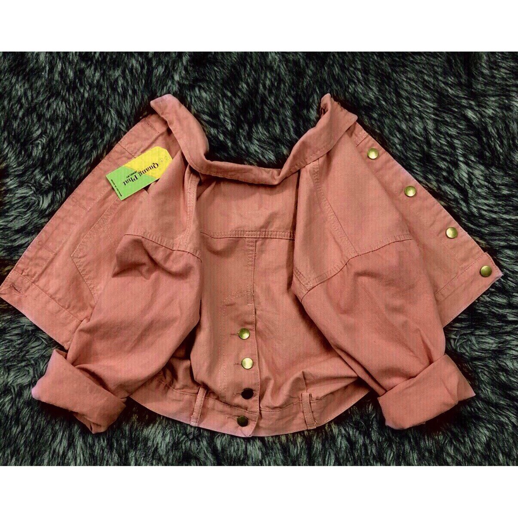 ÁO KHOÁC JEAN NỮ PHỐI CÚC SAU LƯNG MÀU CAM THỜI TRANG 3300