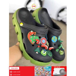 Dép cross Đen Đế Xanh Lục -  Tặng Kèm 12 Jitbitz + Hộp