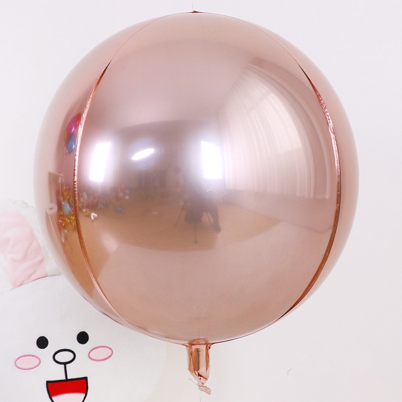 Bong Bóng Khí Heli Bằng Kim Loại Màu Vàng Hồng 4D Cỡ Lớn 22 Inch Xoay 360 Độ Trang Trí Tiệc Cưới / Sinh Nhật / Valentine