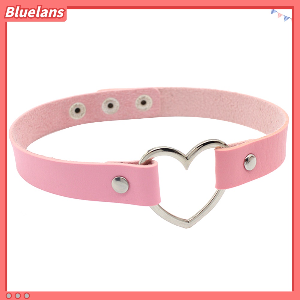 Vòng Cổ Giả Da Mặt Trái Tim Phong Cách Punk Thời Trang Chỉnh Được 48h Dành Cho Bạn Nữ