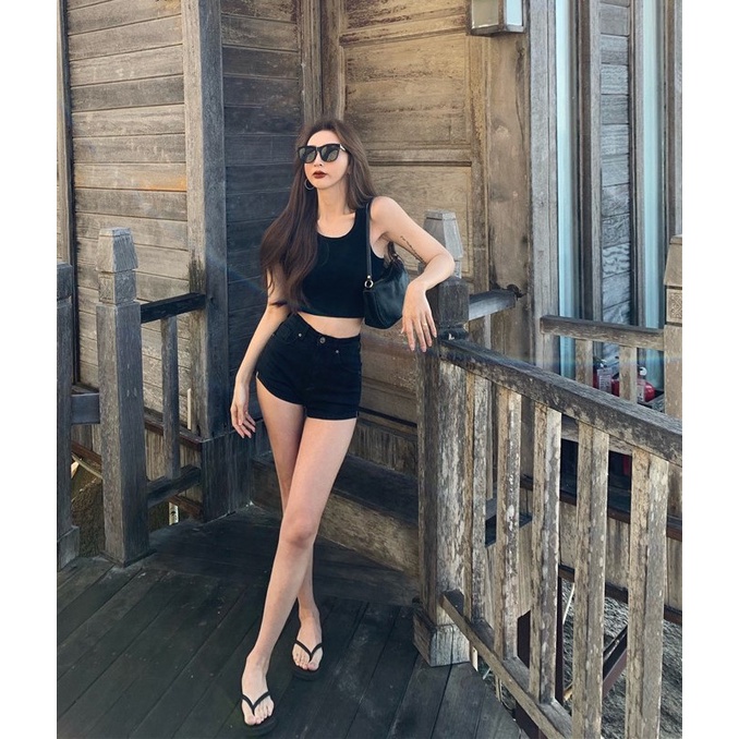 Áo thun ba lỗ trơn nữ sách nách kiểu crotop ôm body hothit