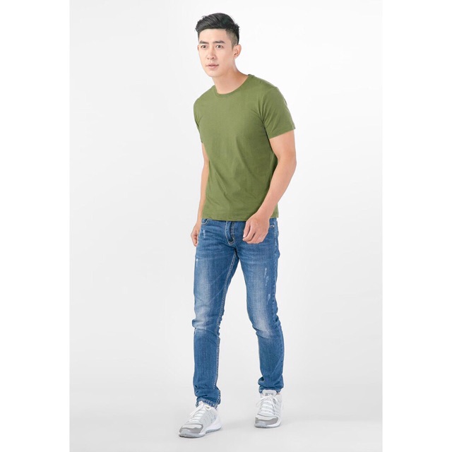 Áo thun nam cao cấp 100% cotton Gold Rhino màu xanh rêu