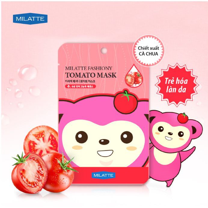 Mặt nạ tăng cường sinh khí chiết xuất cà chua MILATTE FASHIONY Tomato Mask Sheet