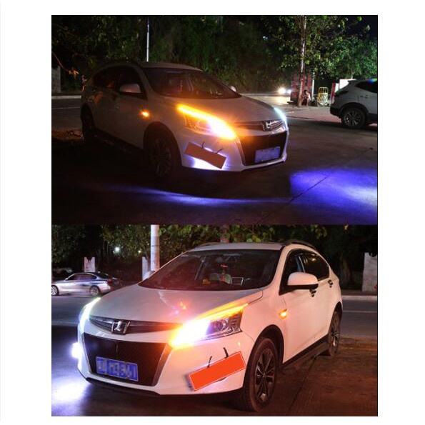 Bộ 2 đèn LED Kevanly RGB DRL dẻo 30/45/60cm điều khiển từ xa chống nước gắn đèn xi nhan/mắt thần xe ô tô