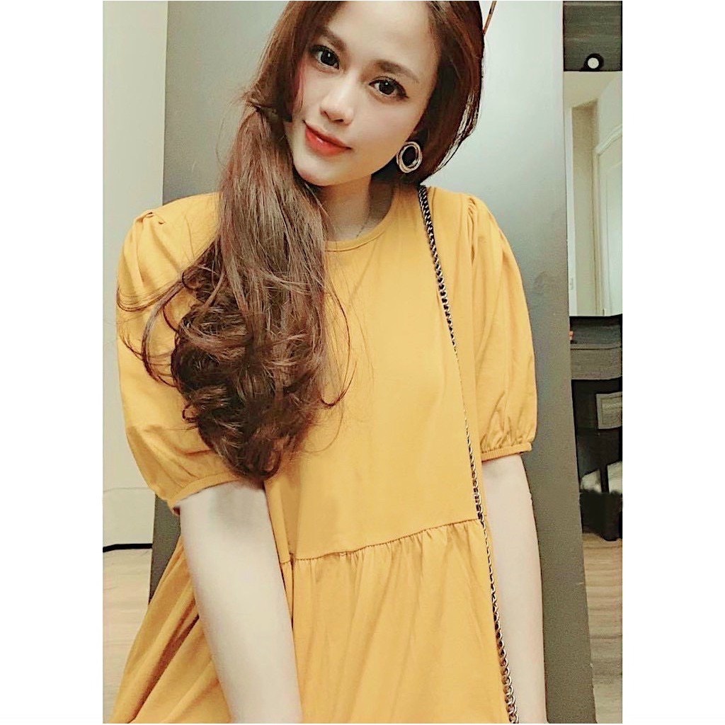 Váy bầu,Đầm bầu cho những ngày chớm thu - Dáng suông phối thân dập li trẻ trung , năng động ( size 45-80kg) Ms 6740
