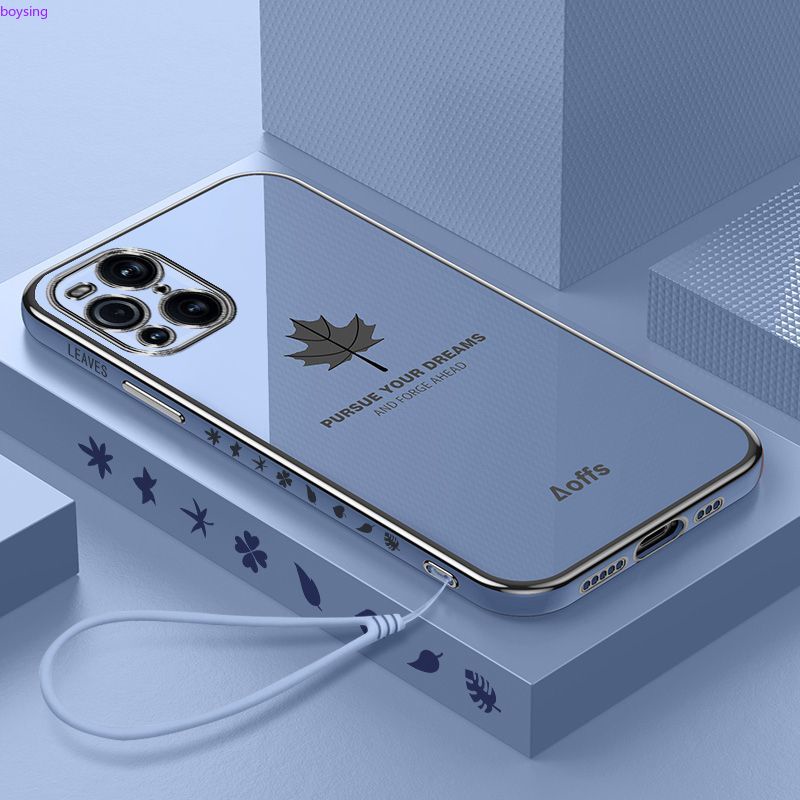 Ốp Lưng Mạ Điện Họa Tiết Lá Phong Cho OPPO Find X3