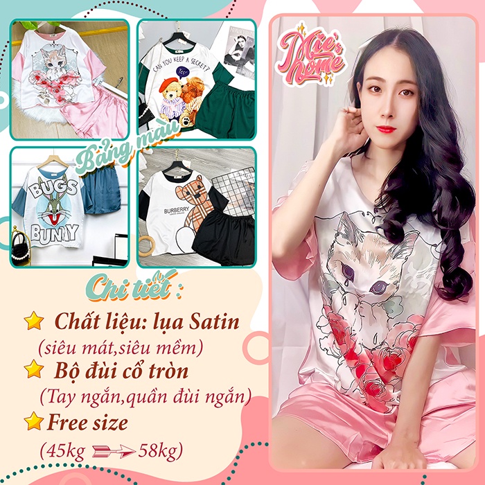 Đồ bộ nữ mặc nhà,bộ đùi lụa cổ tròn-Mie | BigBuy360 - bigbuy360.vn