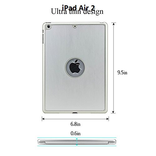 Bao da kiêm bàn phím bluetooth cho iPad Air 2 (Bạc) tặng cáp sạc iPhone