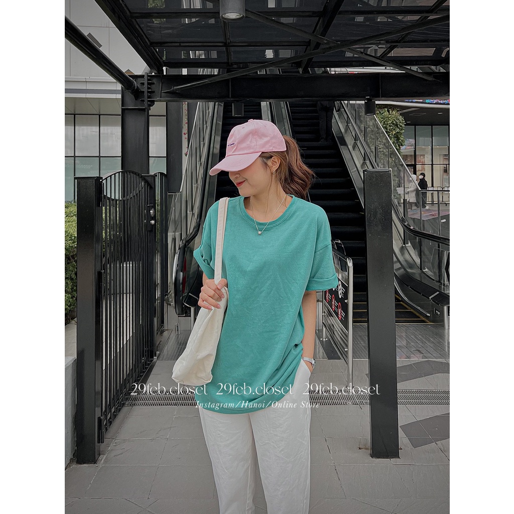 [Ảnh thật/Video] Áo phông trơn nhiều màu oversize tag 3158, mặc đôi nam nữ - 29feb.closet - A25