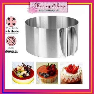 🔥 khuôn ring mousse tròn thay đổi kích thước 16 - 30 cm, phụ kiện làm bánh - merry shop