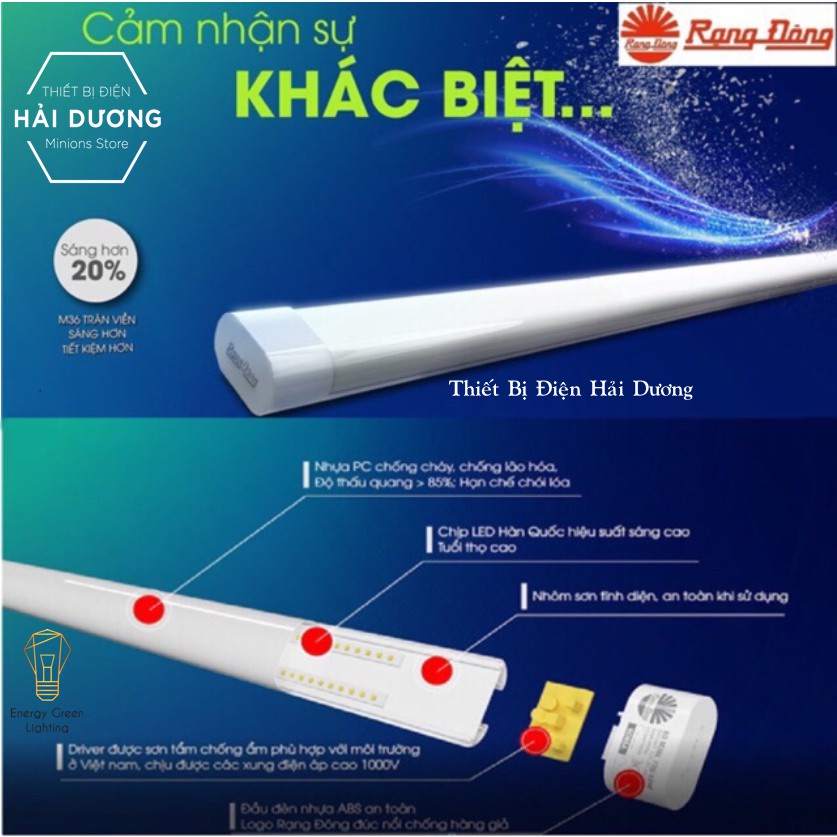 Tuýp LED Bán nguyệt Rạng Đông M36 MẪU MỚI 20w Ánh Sáng Trắng Siêu Tiết Kiệm Điện Bảo hành 12 tháng