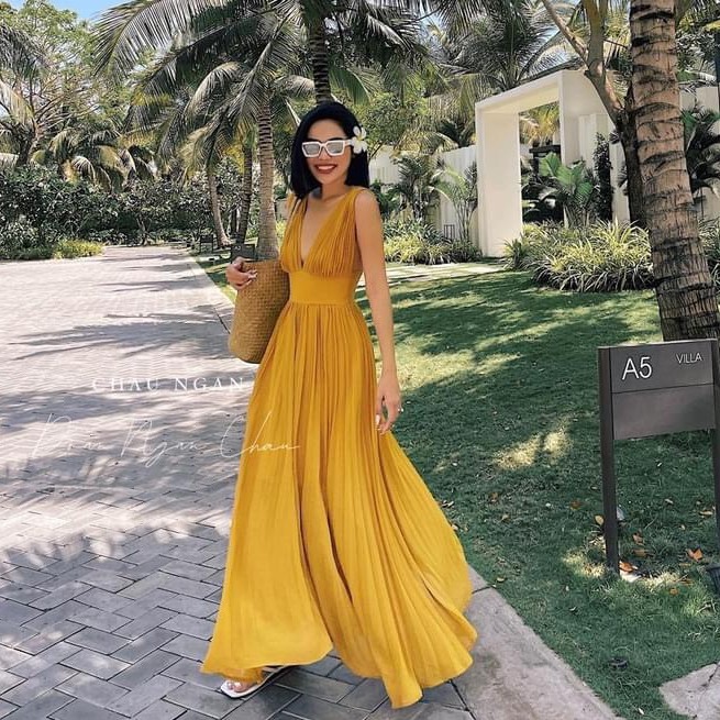 [MAXI] Đầm Maxi đi biển váy maxi dâp ly xoè có ảnh thật shop chụp