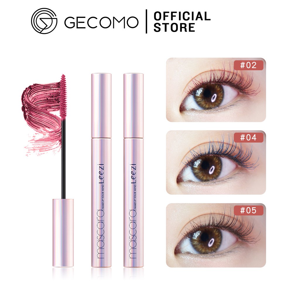 Mascara GECOMO chải dài và dày lông mi nhiều màu sắc tùy chọn chống thấm nước