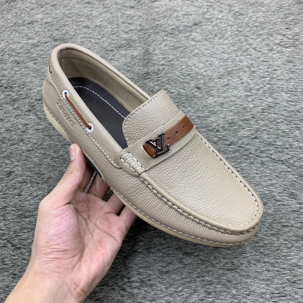 Giầy lười nam da bò LV siêu mềm êm chân phong cách trẻ