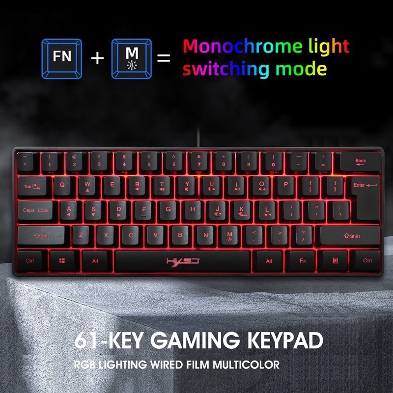Bàn Phím Hxsj V700 60% Led RGB - 61 Phím Cho - Bàn phím Gaming - Gaming KeyBoard