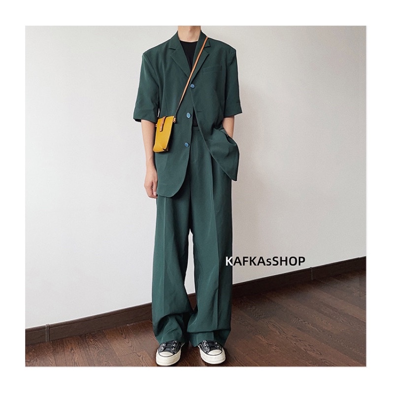 HERMES| Set Blazer Nam 2 Màu Xanh / Đen