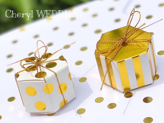 Set 10 hộp quà cưới lục giác nhũ vàng | BigBuy360 - bigbuy360.vn