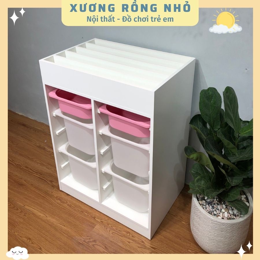 Kệ sách kết hợp kệ đồ chơi thùng nhựa IKEA đa năng cho bé - kệ để đồ chơi cho bé - Xương Rồng Nhỏ