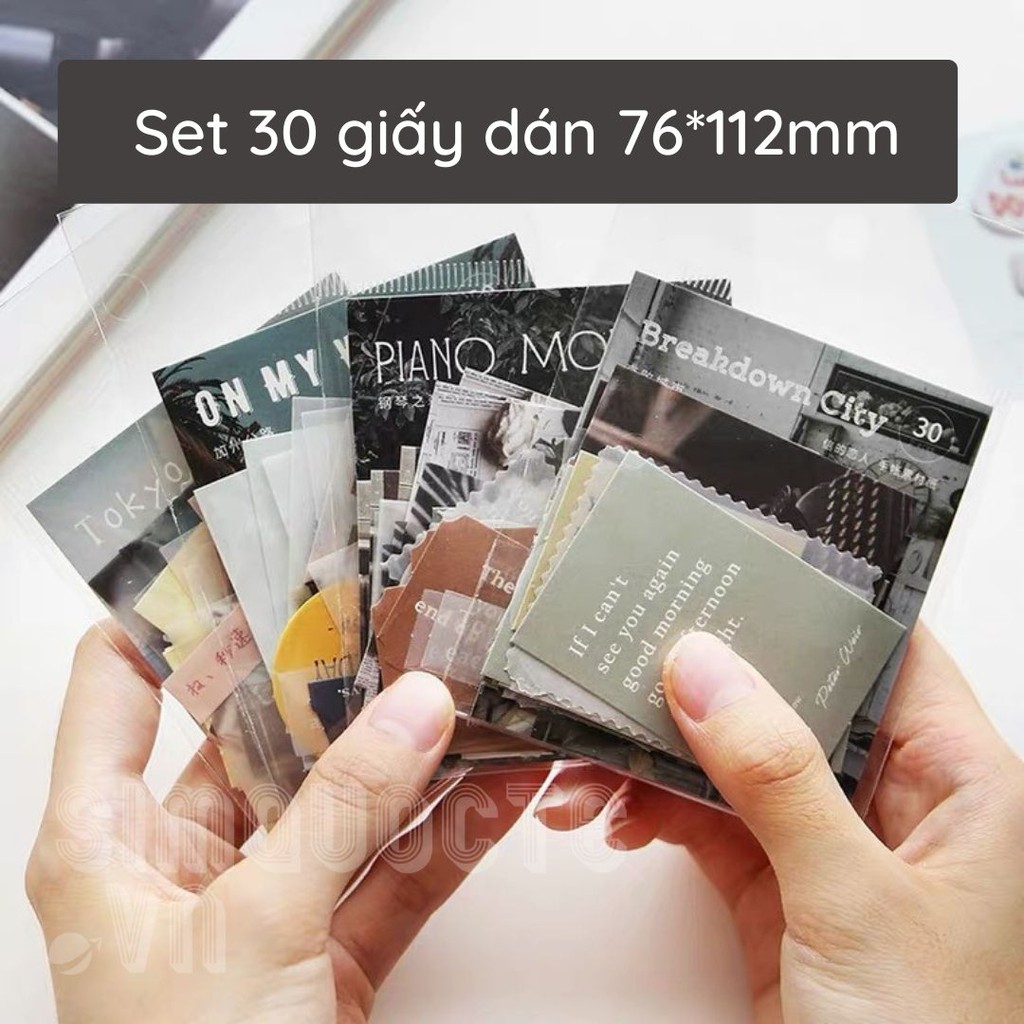 Set 30 nhãn dán sticker LOMO bìa cứng phong cách chữ Instagram trang trí nhật ký sách ảnh ST06