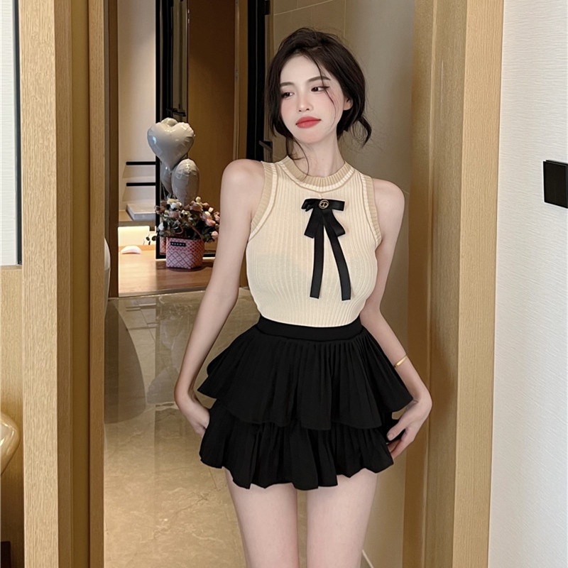 Áo Dệt Kim Sát Nách Cổ Tròn Dáng Ôm Thời Trang