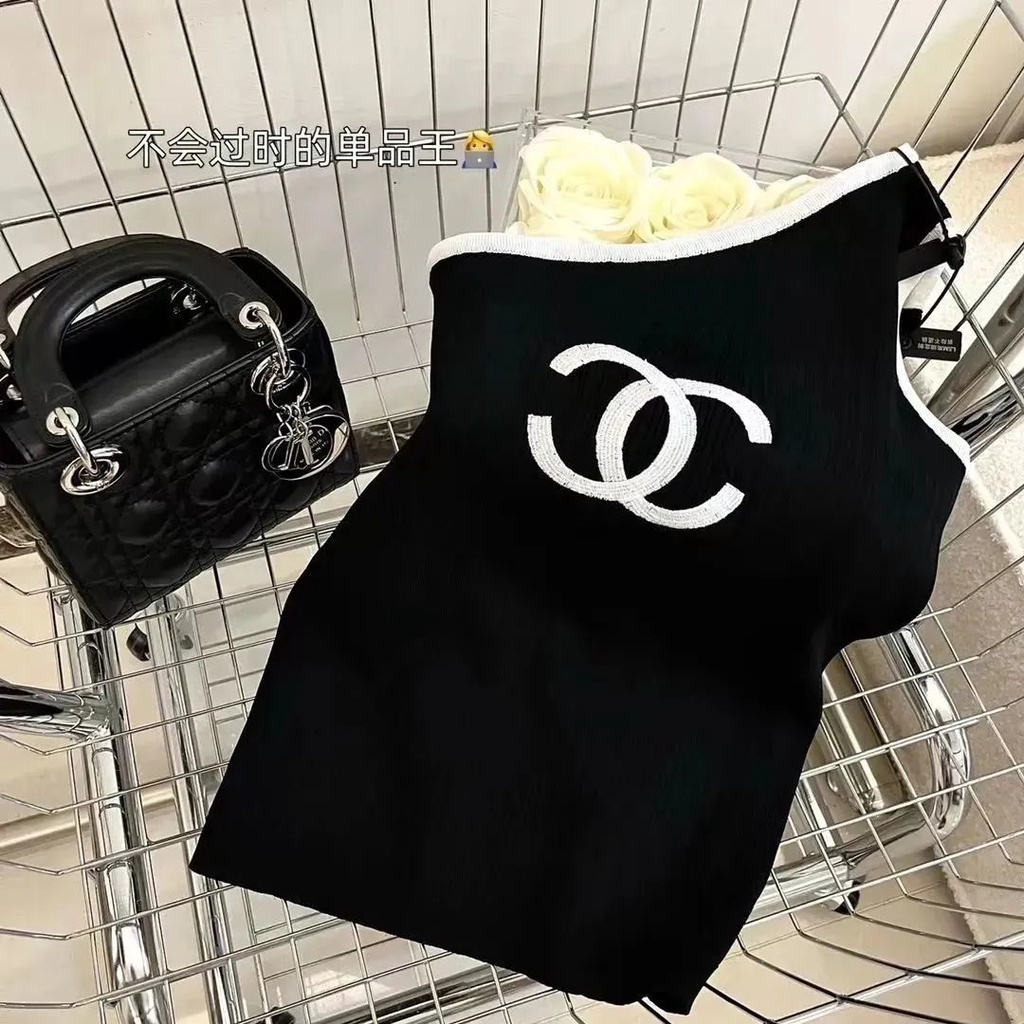 Áo Dệt Kim Hai Dây Dáng Ôm In Chữ Thời Trang Mùa Hè 2022 Sang Trọng Cho Nữ