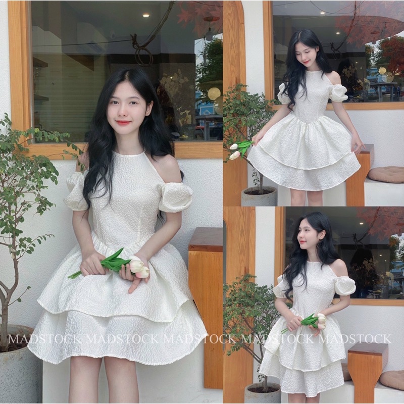VÁY CỔ YẾM Xốp TAY BỒNG HOA THỊ HAI TẦNG BỒNG XOÈ CÔNG CHÚA ❤️ Váy đi biển, dự tiệc, sinh nhật madstock