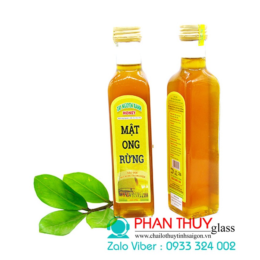 Chai Thủy Tinh Vuông 250ml Nắp Nhôm Vàng ( CV-250)