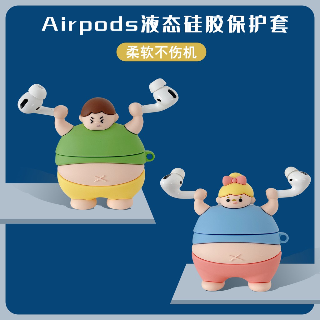 Vỏ bọc silicone mềm bảo vệ hộp sạc tai nghe không dây Airpods 1/2 Pro hình cô bé/cậu bé 3d dễ thương