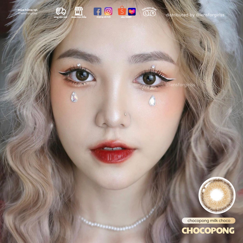 Lens nâng tông mắt nâu sữa có viền nhẹ nhàng CHOCOPONG MILK CHOCO - Made in Korea | HSD 3-6 tháng | Lens cận