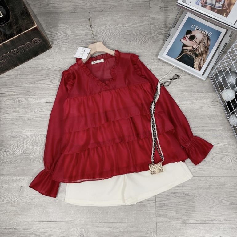 SET ÁO SƠ MI BÈO TẦNG MIX QUẦN ĐÙI SẦN