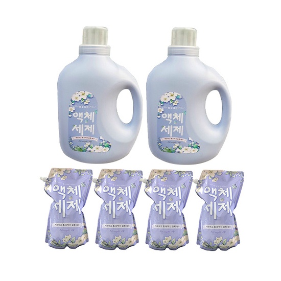 SIÊU HOT COMBO: [Blue]2chai+ 4túi nước giặt (12kg)+ 2gói VSLG Sandokksebi+ 2chai ChungBlue+ 2gói bột thông cống Blue