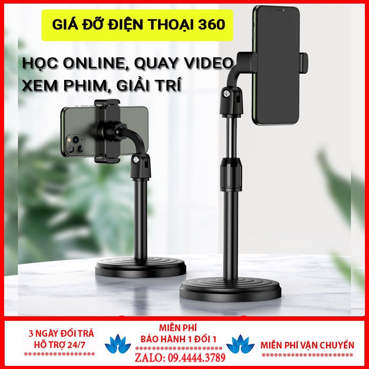 Giá Đỡ Điện Thoại - Kệ Cài Điện Thoại livestream xem video Ổn Định Xoay 360 Độ dùng Quay Phim Ghi Hình tiện lợi.