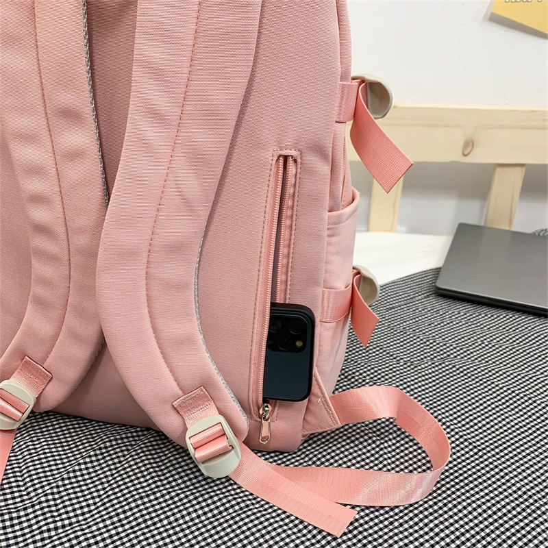 Cặp đi học nữ thời trang hàn quốc vải nylon chống nước màu pastel trơn dễ thương đáng yêu giá rẻ 3616