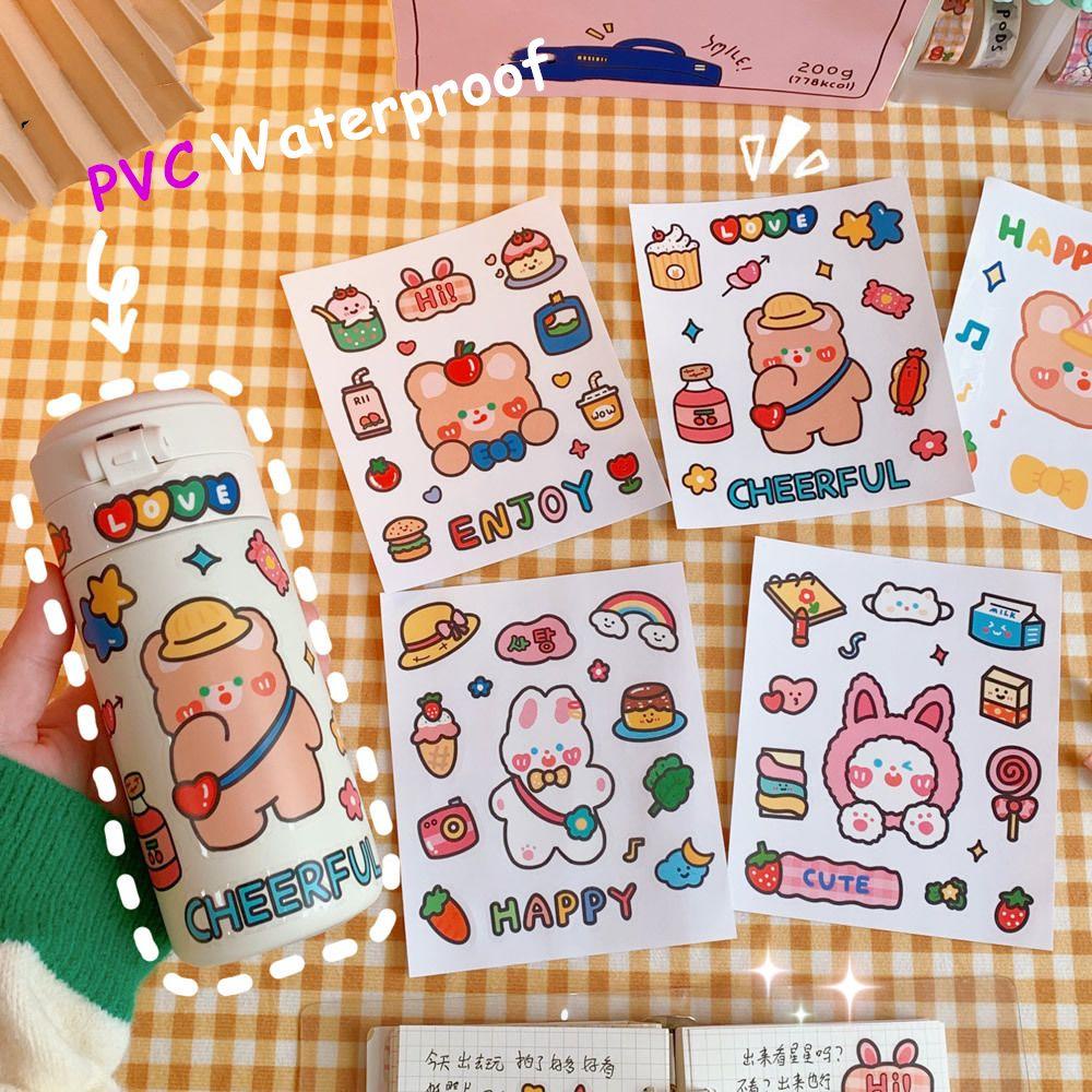 1 Tấm Sticker Hoạt Hình Dán Cốc Nước Trang Trí Sổ Tay DIY