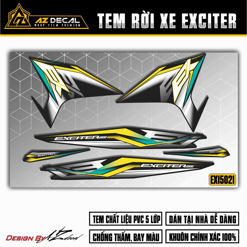 Tem Xe Exciter 150 Mẫu Chữ Ex Cách Điệu | EX15021 | Tem Exciter Cao Cấp Chống Nước, Chống Bay Màu