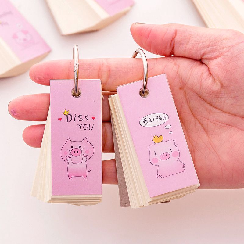 Thẻ Flash Card ghi chú cute, giấy ghi nhớ hoạt hình có móc treo