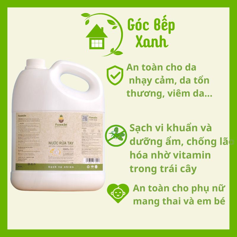 Nước rửa tay Fuwa3e hương quýt Enzym sinh học an toàn chai 3800 ml GOBEXA