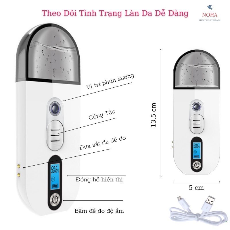 Máy Phun Sương Xông Hơi Mặt NaNo Mini Cầm Tay Hỗ Trợ Dưỡng Da Cấp Nước Tối Đa PS1810