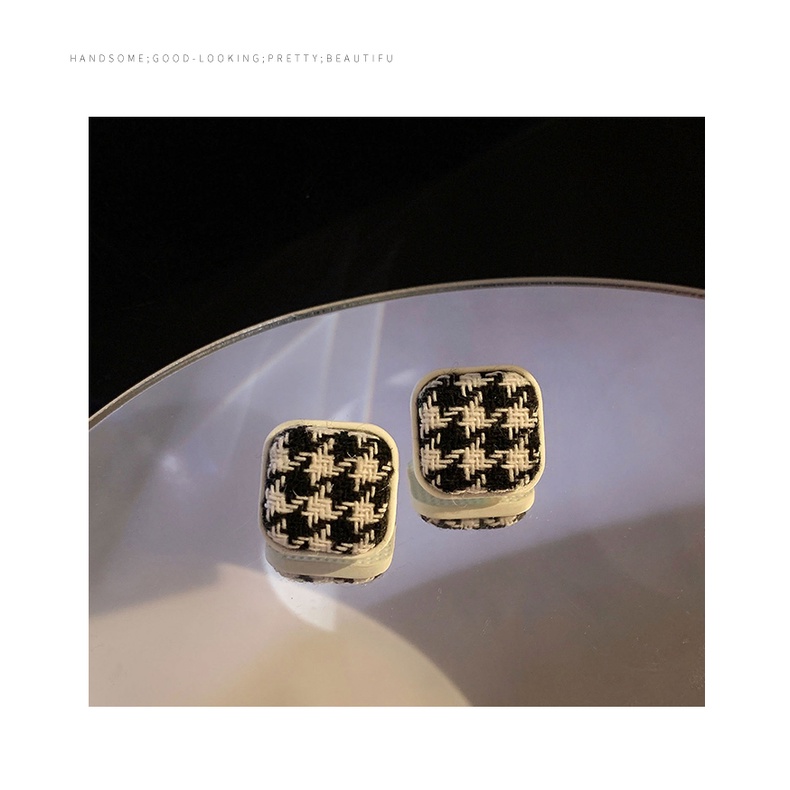 Bông tai hình vuông houndstooth phong cách retro