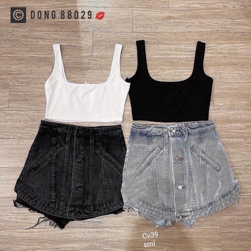 Áo croptop cổ vuông dây A5213