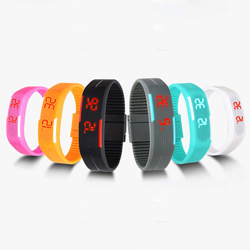 Đồng hồ điện tử tích hợp LED dây đeo Silicon cho nam/nữ