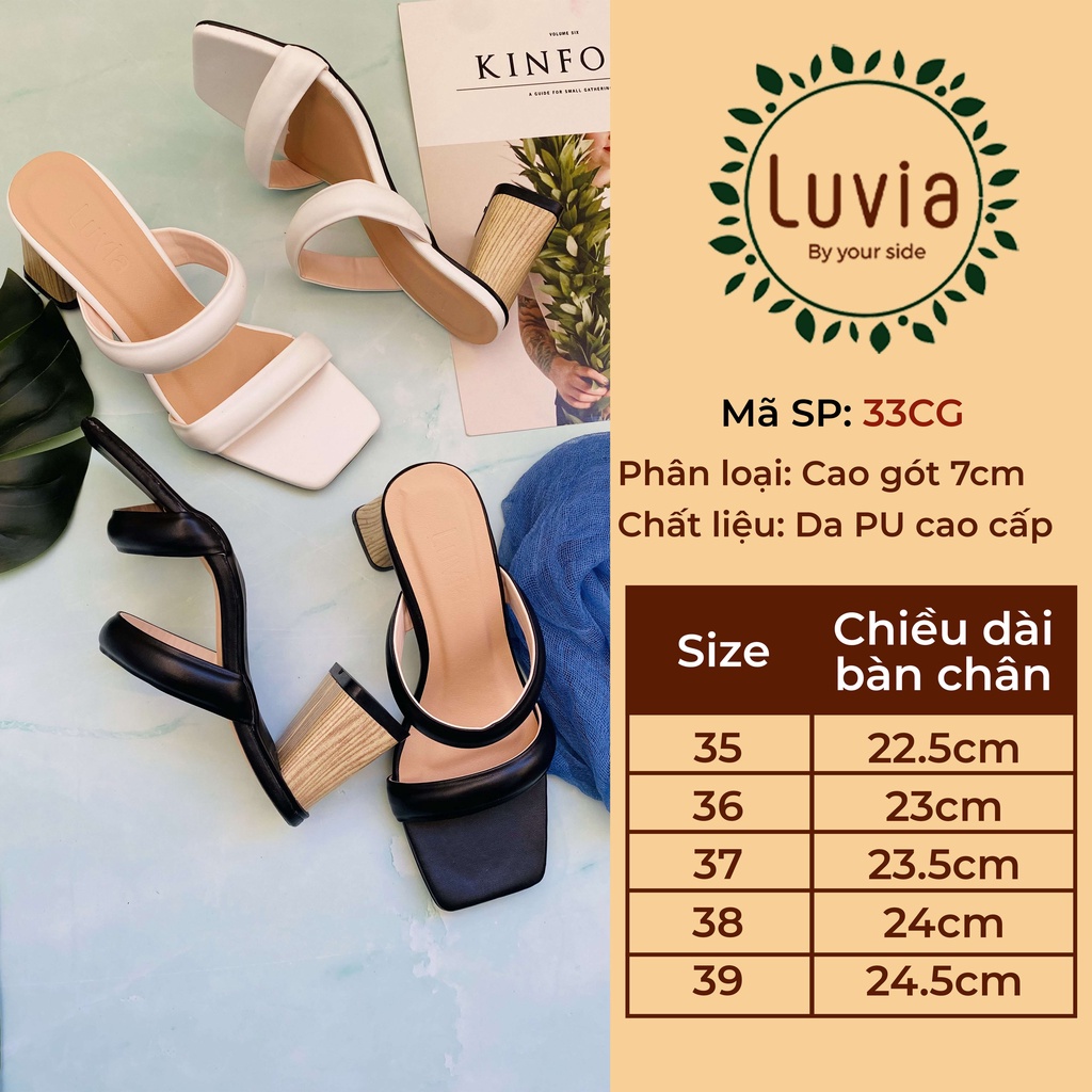 Guốc cao gót 7 phân đế vuông quai phồng Luvia 33CG